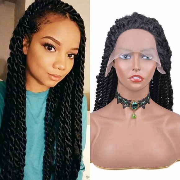 Large Twist Braided Hand-Tied Lace Front Wig - 24 \